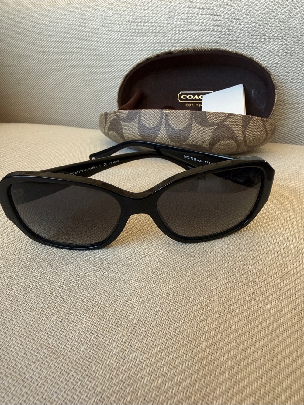 Coach Stacia black and bling sunglasses. With case.